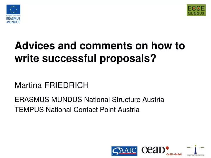 advices and comments on how to write successful proposals