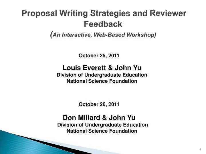 proposal writing strategies and reviewer feedback an interactive web based workshop
