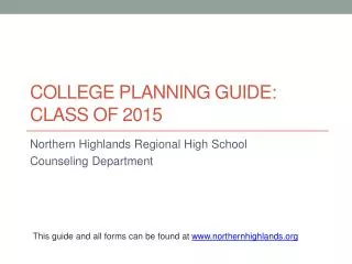 College Planning Guide: Class of 2015