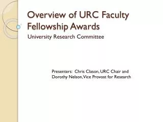 Overview of URC Faculty Fellowship Awards
