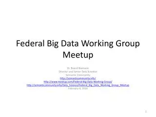 Federal Big Data Working Group Meetup