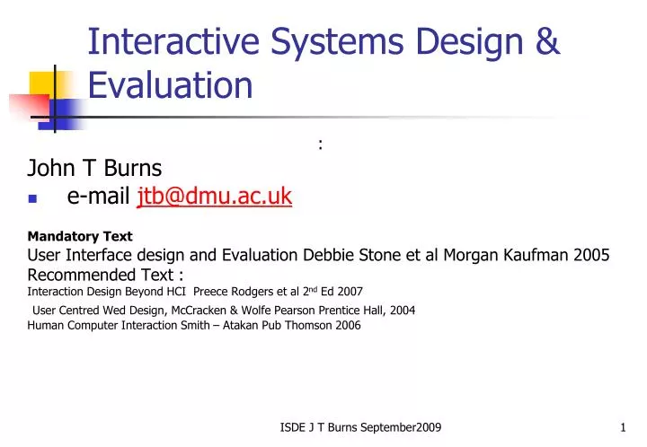 interactive systems design evaluation