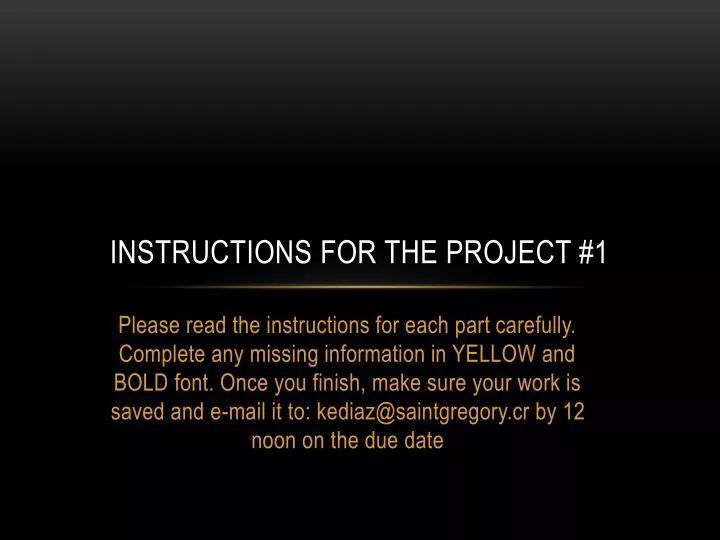 instructions for the project 1