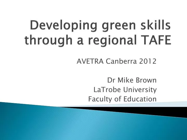 developing green skills through a regional tafe