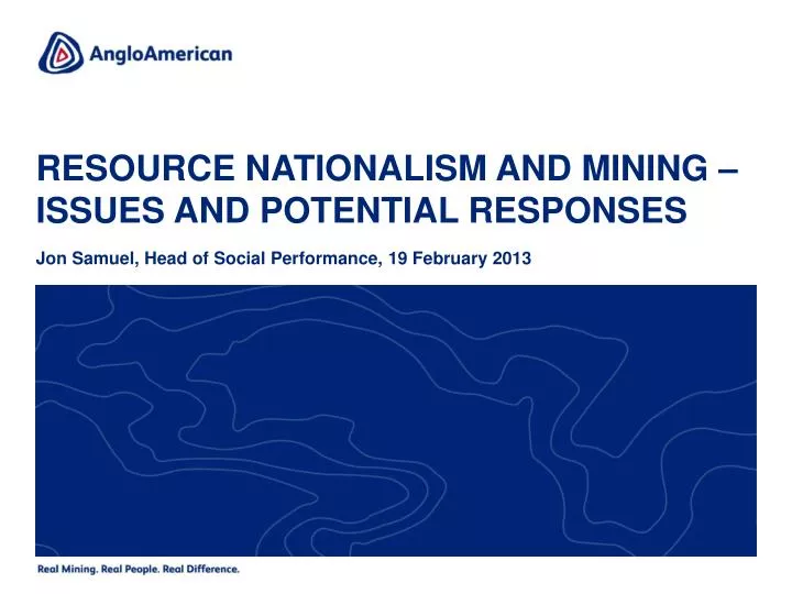 resource nationalism and mining issues and potential responses