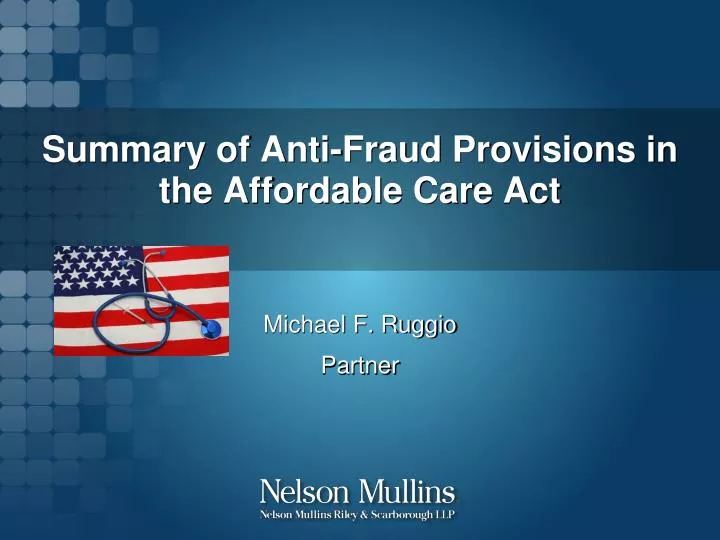 summary of anti fraud provisions in the affordable care act