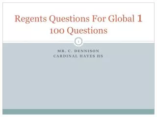 Regents Questions For Global 1 100 Questions