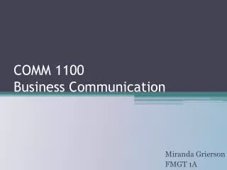 COMM 1100 Business Communication
