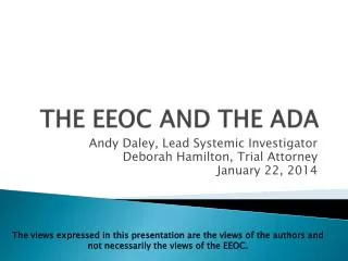 THE EEOC AND THE ADA