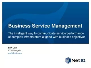Business Service Management The intelligent way to communicate service performance of complex infrastructure aligned wi