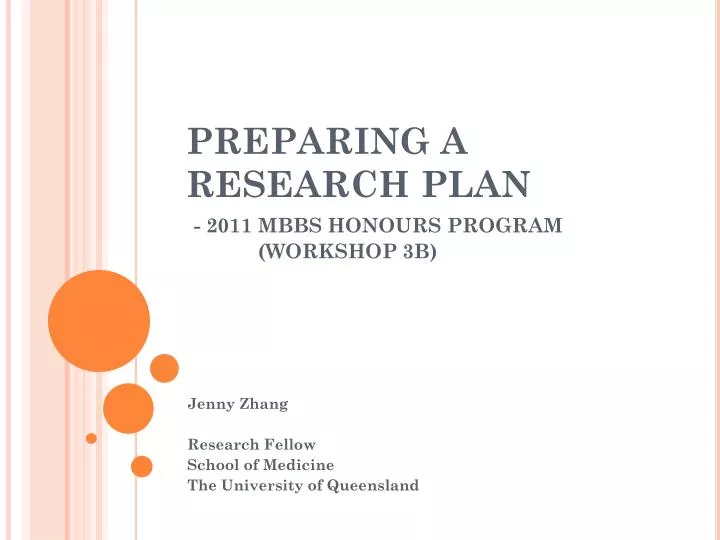 preparing a research plan 2011 mbbs honours program workshop 3b