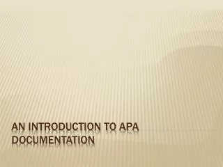 An Introduction to APA Documentation