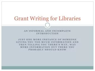 Grant Writing for Libraries