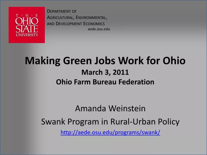 making green jobs work for ohio march 3 2011 ohio farm bureau federation