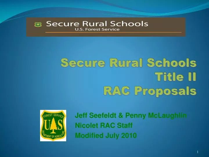 secure rural schools title ii rac proposals