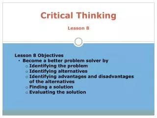 Critical Thinking Lesson 8