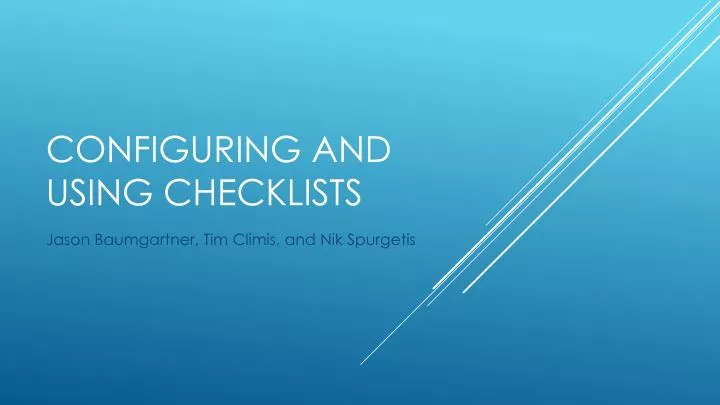 configuring and using checklists