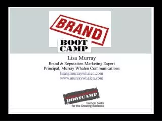Lisa Murray Brand &amp; Reputation Marketing Expert Principal, Murray Whalen Communications lisa@murraywhalen.com www.mu
