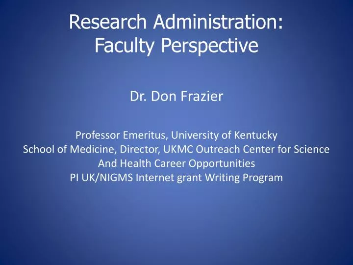 research administration faculty perspective