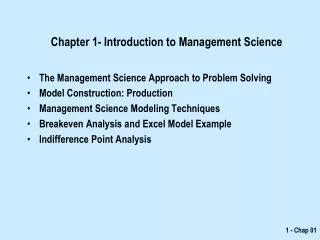 Chapter 1- Introduction to Management Science