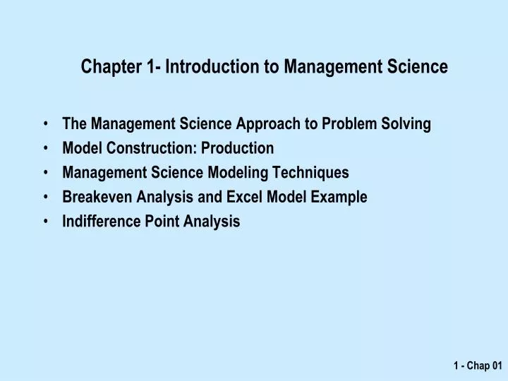 chapter 1 introduction to management science