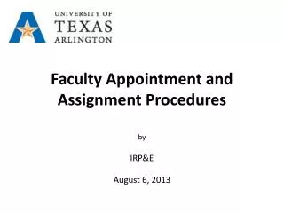 Faculty Appointment and Assignment Procedures