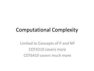 Computational Complexity