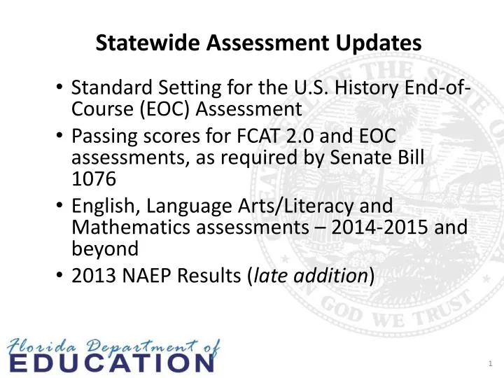 statewide assessment updates