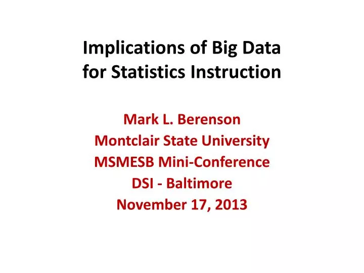implications of big data for statistics instruction