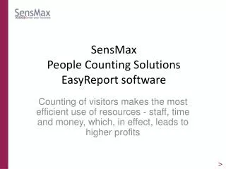 SensMax People Counting Solutions EasyReport software