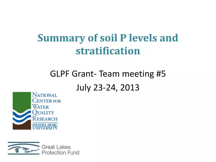 summary of soil p levels and stratification