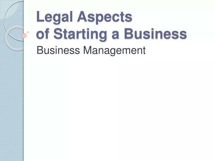 legal aspects of starting a business