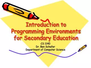 Introduction to Programming Environments for Secondary Education