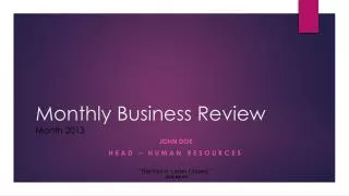Monthly Business Review Month 2013