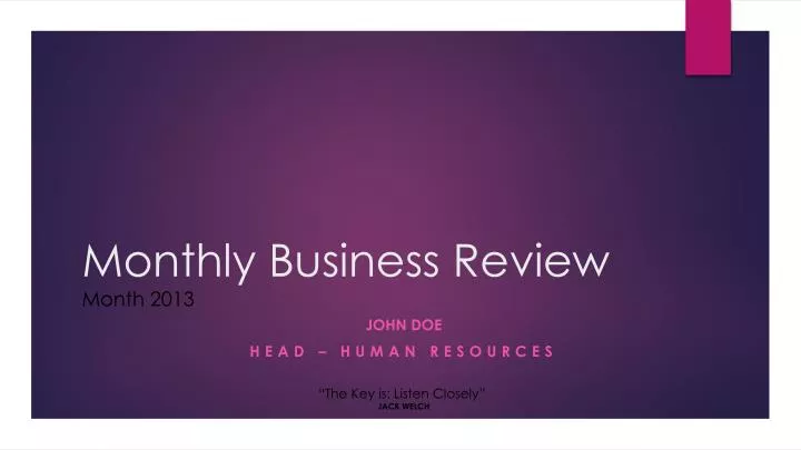 monthly business review month 2013