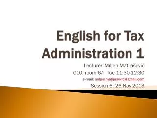 English for Tax Administration 1