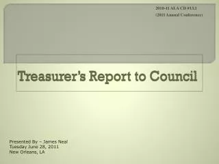 Treasurer’s Report to Council