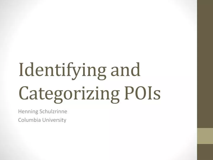 identifying and categorizing pois