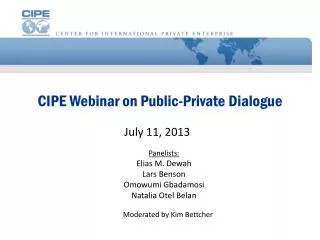 CIPE Webinar on Public-Private Dialogue