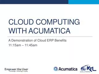 Cloud Computing with Acumatica