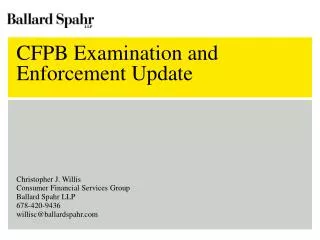 CFPB Examination and Enforcement Update