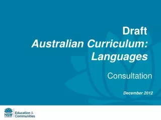 Draft Australian Curriculum: Languages