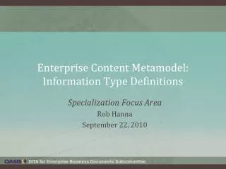 Enterprise Content Metamodel: Information Type Definitions