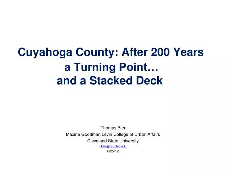 cuyahoga county after 200 years a turning point and a stacked deck