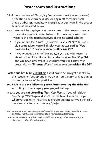 Poster form and instructions