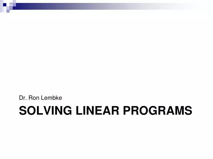 solving linear programs