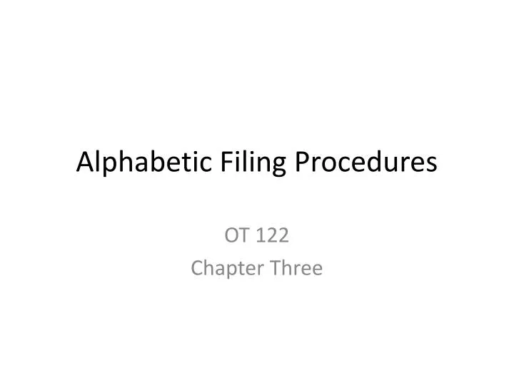 alphabetic filing procedures
