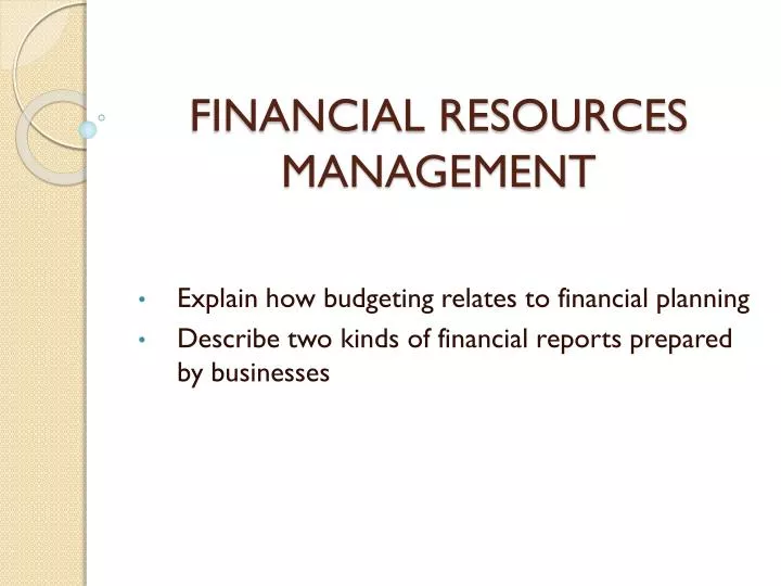 financial resources management