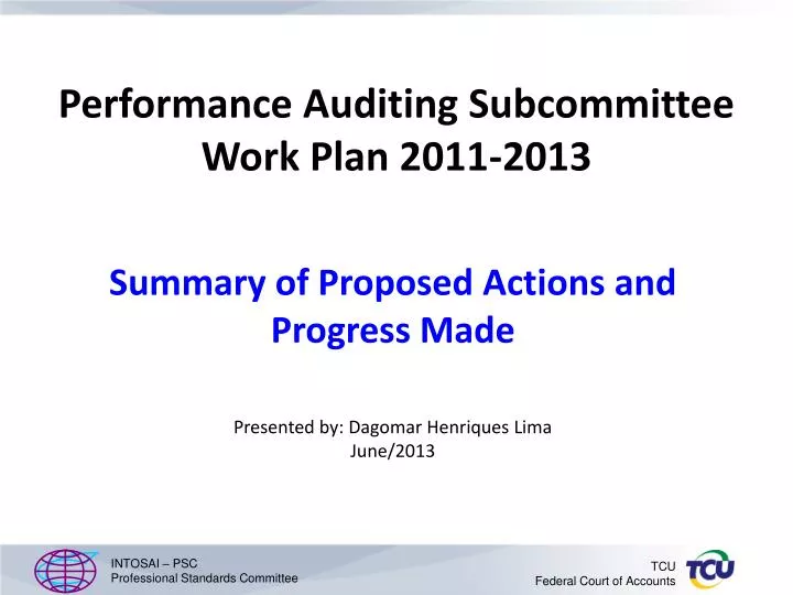 performance auditing subcommittee work plan 2011 2013