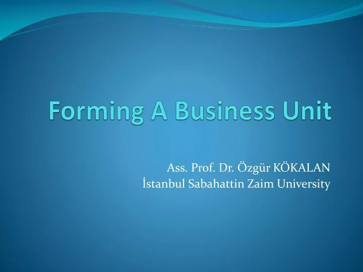 forming a business unit